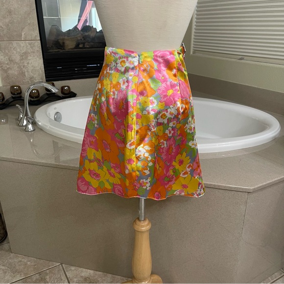 Asos Design Petite Orange Floral Satin Mini‎ Skirt set se 8 EUC - Picture 4 of 9